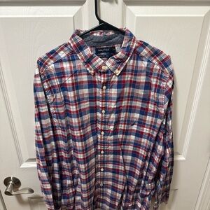 Nautica Men's Plaid Button-Down Shirt in Red and Blue